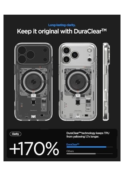 17 Pro ile Uyumlu Ince Magsafe Kılıf Ultra Hybrid Sararma Karşıtı Duraclear Hava Kanalı Teknolojisi Askeri Sınıf Koruma Magfit Neo One Tasarım Kapak - ACS10074 modelleri