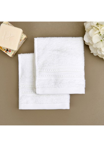 Soft Lapa 2'li Havlu Seti - Beyaz - 30X30 cm