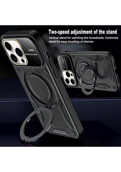 Ggm Aksesuar 16 Pro ile Uyumlu Joy Lens Kamera Korumalı Entegre Standlı Kılıf (Siyah) fiyatları