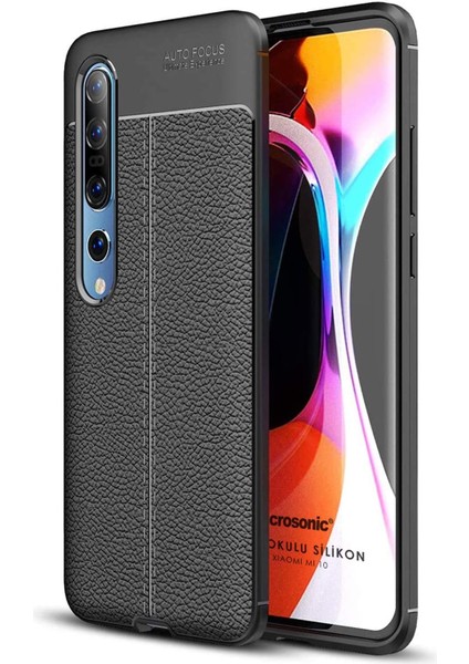 Mi 10 Için Kılıf Deri Dokulu Silikon Siyah [mi 10 ile Uyumlu Kılıf - Siyah]