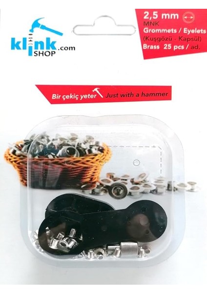 2,5 mm Kendin Yap Kiti, Bez Bebek Ayakkabısı ve Küçük Ölçekli Ürünler Için Çekiçle Uygulama Aparatları ve 25 Adet Kuşgözü Takım-Paslanmaz Pirinç (Gümüş) fiyatları