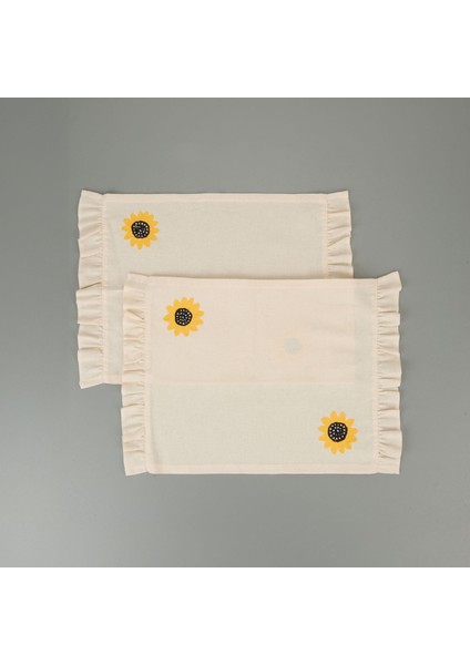 Soft Nakışlı Fırfırlı 2'li Amerikan Servis - Ekru - 35X50 cm modelleri