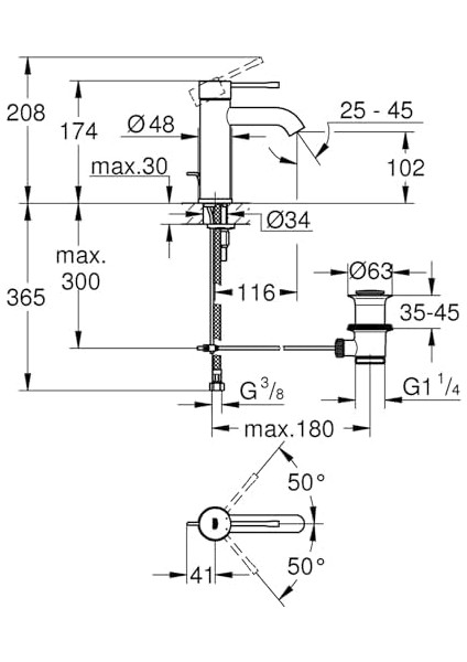 Tek Kumandalı Lavabo Bataryası 1/2 S-Boyut - 24171AL1 modelleri