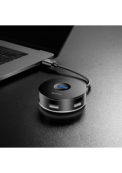 Round Box 3 In 1, Çok Fonksiyonlu Bilgisayar/telefon Hub Adaptörü, Siyah, Kablo Uzunluğu: 12 Cm, Bağlantı Sayısı: 3, Bağlantı: USB Type A 3.0&apos;dan - USB Type A 3.0 & USB Type A 2.0,seyahat Boy modelleri