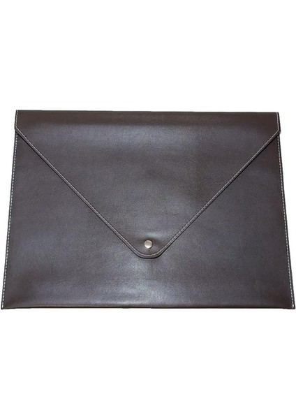 Pu Deri A4 Dosya Klasörü Belge Tutucu Su Geçirmez Portföy Zarf Dosya Klasör Kılıf Çıtçıtlı Dosya 25,5X33,5 cm -Kahverengi