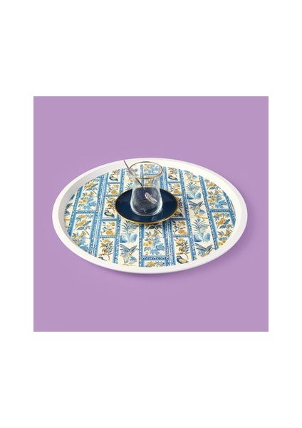 Kitchen Blue Toya Yuvarlak Tepsi - Renkli - 36X36 cm fiyatları