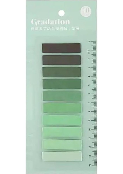 Koyu Yeşil Tonları Temalı 10 Renkli Cetvelli • • • Sticky