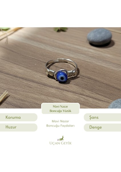 Mavi Nazar Boncuğu Yüzük - Uğur Getiren Şık Tasarım, Göz Alıcı Mavi Renk
