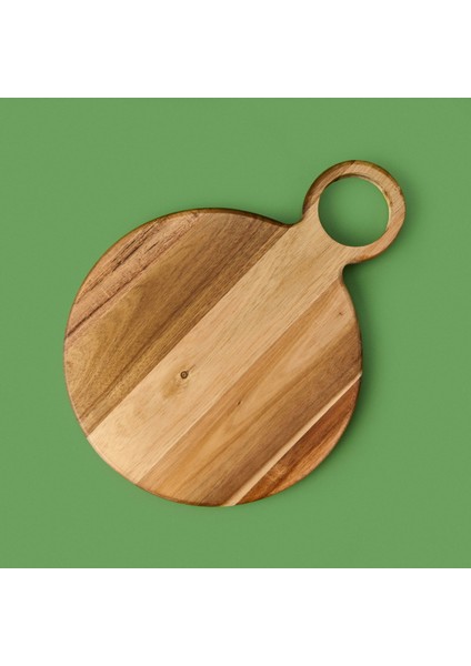 Akasya Yuvarlak Halkalı Kesim Tahtası - Kahverengi - 32X24 cm modelleri