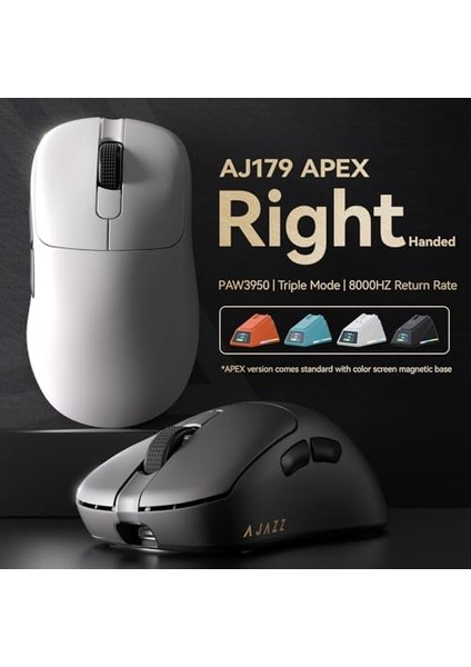 Ajazz AJ-179 Apex 42000 Dpı Manyetik Şarj Istasyonu-Tft Ekranlı Mouse-Paw 3950 Sensör-8k AJ179 (Beyaz) fiyatları