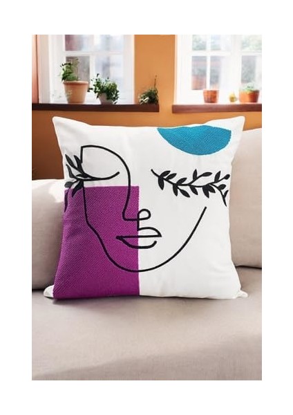 45X45 Özel Tasarım Panç Süzene Desen Dekoratif Kırlent Kılıfı Modern Beyaz 11 fiyatları