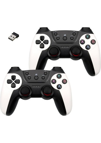Çiftli 2.4g Kablosuz Oyun Kolu Pc Uyumlu Pilli Joystick Gamepad Trigger Kaymaz Tasarım Çiftli G2.4g (Beyaz)