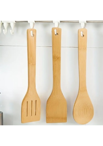 5&apos;li Büyük Boy Bambu Kaşık Spatula Mutfak Tahta Kaşık Seti 30CM fiyatları