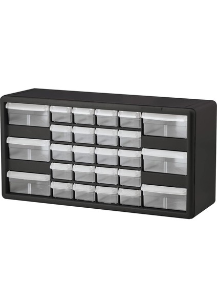 10126, 26 Çekmece, Plastik Parçalar, Saklama ve El Işi Dolabı, 50,8 cm G x 15,2 cm D x 25,4 Cm, Siyah