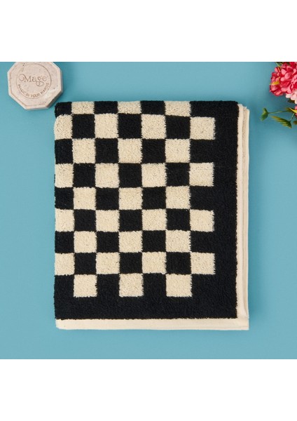 Soft Elena Yüz Havlusu - Ekru / Siyah - 50X90 cm