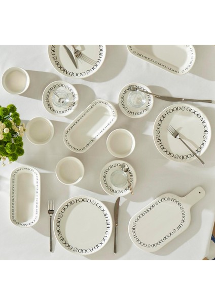 Seramik 26 Parça 6 Kişilik Kahvaltı Takımı Beyaz