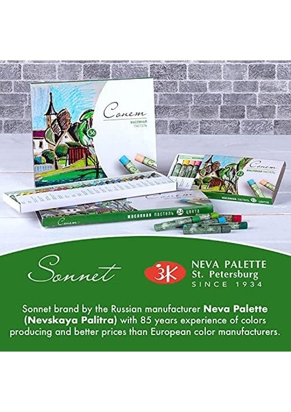 Studio 36 Yağlı Pastel | Sabitleyici Olmadan Kendiliğinden Sabitlenir | Renkli Kağıt, Karton, Ahşap, Seramik, Tuval Için | Nevskaya Palitra Tarafından Üretilmiştir fiyatları
