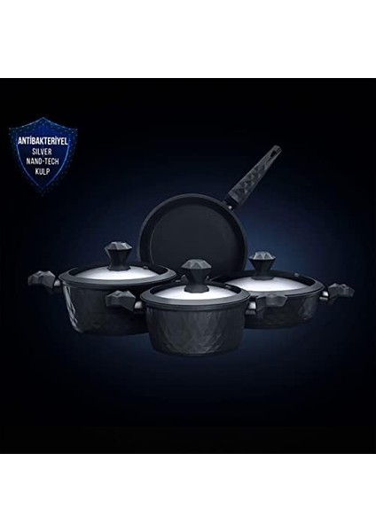 Bio Antibakteriyel Kulp 7 Parça Tencere Seti modelleri