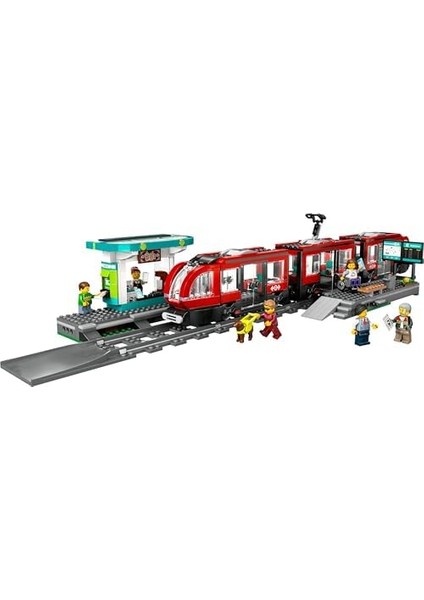 City Şehir Merkezi Tramvay Istasyonu 60423-7 Yaş ve Üzeri Kız ve Erkek Çocuklar Için 6 Minifigür ve 1 Yardımcı Köpek Figürü Içeren Araç Yapım Seti, Doğum Günü Hediyesi Fikri (811 Parça) fiyatları