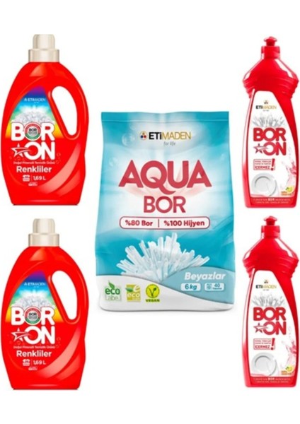 Sıvı Çamaşır Deterjanı Renkliler Için 52 Yıkama+ Aquabor Beyazlar 40 Yıkama+ Bulaşık Deterjanı