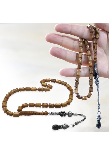 1000 Ayar Gümüş Kazaz Püsküllü Imame Işçilikli Koyu Kahverengi Kuka Tesbih fiyatları