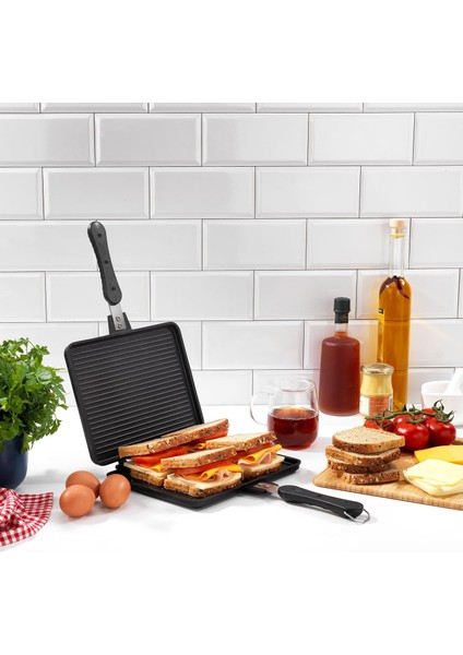 Tastemake Döküm Ocak Üstü Tost 20X26 Cm-2 Parça