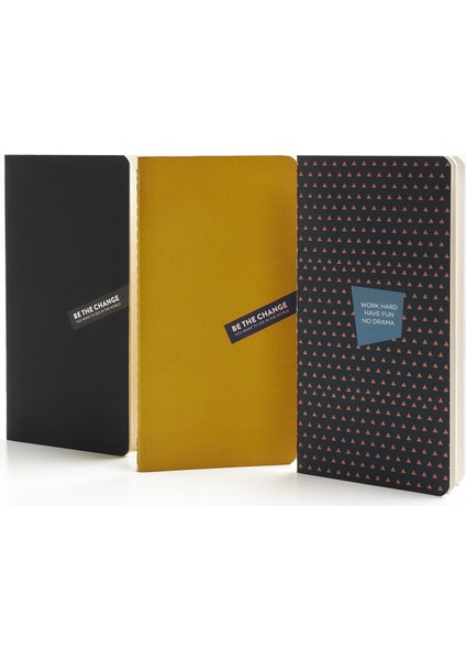 3&apos;lü Defter Seti 9 x 17,5 cm Çizgili Not Defteri