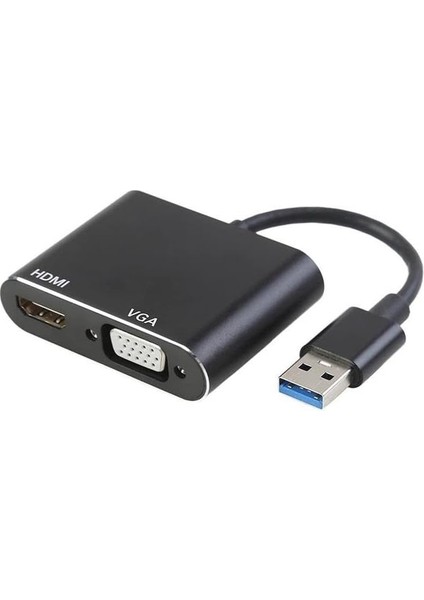 Temiz Pazar USB 3.0 To HDMI VGA 1080P Monitör Genişletici Çevirici Dönüştürücü Adaptör