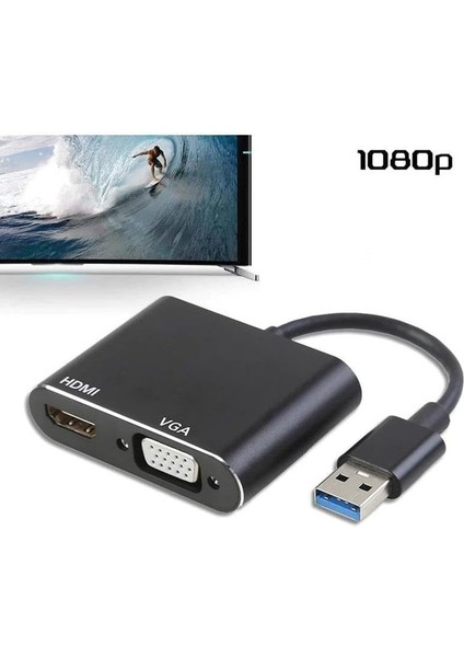 Temiz Pazar USB 3.0 To HDMI VGA 1080P Monitör Genişletici Çevirici Dönüştürücü Adaptör modelleri