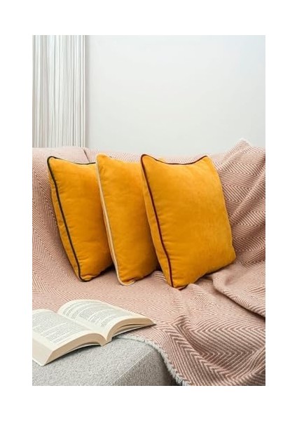 Renk Seçenekli Krem Biyeli Sarı Kırlent Kılıfı Dekoratif Düz Sade Panoroma Panbiy Sarı Krem 30X50 fiyatları