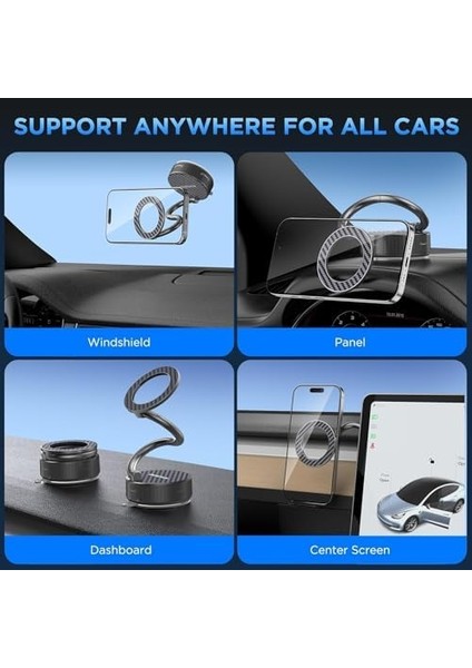 Katlanabilir Karbon Fiber ile Uyumlu Araç Telefon Tutucu 360° Dönebilir Kilitli Vakum modelleri