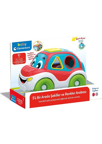 Baby Clementoni - 3'ü 1 Arada Şekiller ve Renkler Türkçe Konuşan Araba
