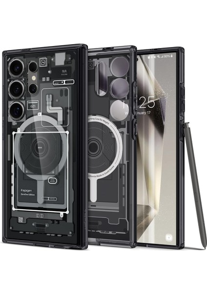 Galaxy S24 Ultra ile Uyumlu Kılıf Ultra Hybrid Onetap Metal Ring Magfit Zero One - ACS07298