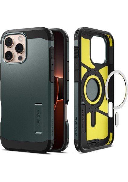 16 Pro Ekstra Dayanıklı Kılıf Tough Ai Hava Kanalı Teknolojisi™ Askeri Sınıf Koruma Magfit Kickstand&apos;lı Abyss Çift Katman Kapak - ACS08148