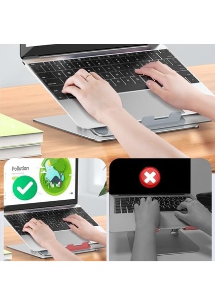 Kaliteli Metal Taşınabilir Katlanabilir Laptop ile Uyumlu Bilgisayar 360 Derece Dönebilir Yükseklik Ayarlı modelleri