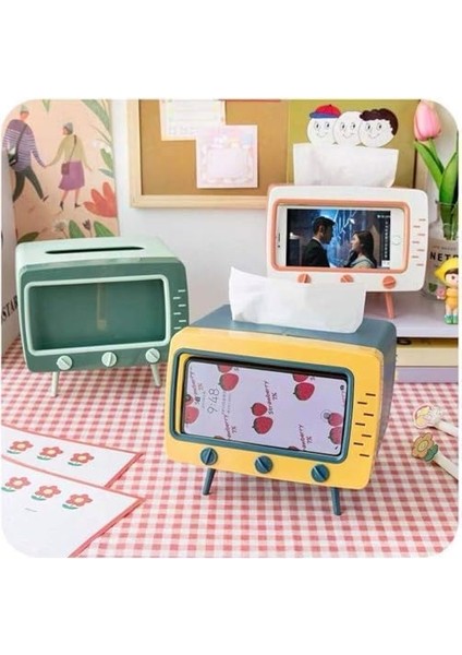 Masaüstü Retro Telefon Tutucu, Masaüstü Peçetelik Cep Telefonu Standı (Lacivert) fiyatları