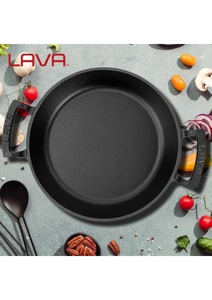 Döküm Yuvarlak Sahan Döküm Demir Yekpare Çift Kulplu ÇAP(Ø)24CM. modelleri