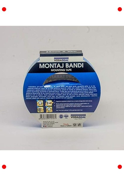 Güçlü Çift Taraflı Montaj Bandı (25MM x 10M) fiyatları