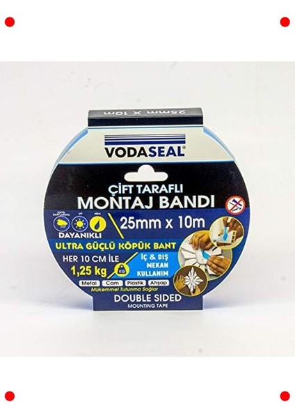 Güçlü Çift Taraflı Montaj Bandı (25MM x 10M) modelleri