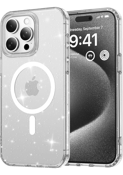 14 Pro Için Magshine Serisi Magsafe ile Uyumlu Göz Alıcı ve Şık Simli Arka Tasarım Yüksek Kalite Materyal Premium Hybrid Kılıf Kapak (Şeffaf, 14 Pro)