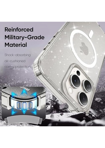 14 Pro Için Magshine Serisi Magsafe ile Uyumlu Göz Alıcı ve Şık Simli Arka Tasarım Yüksek Kalite Materyal Premium Hybrid Kılıf Kapak (Şeffaf, 14 Pro) modelleri