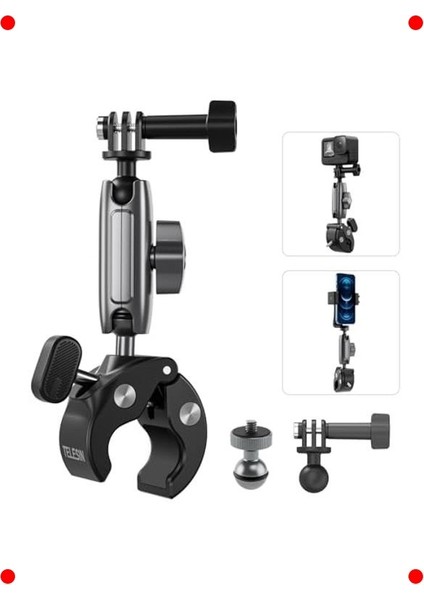 Aksiyon Kamera & Telefon Gidon Tutucu, 360° Döner