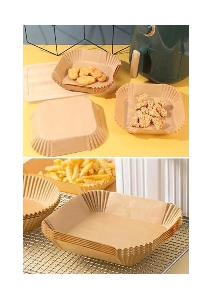 Pişirme Kağıdı 50 Adet Hava Fritözü Kare Model Pişirme Kağıdı Air Fryer Yağsız Firitöz fiyatları