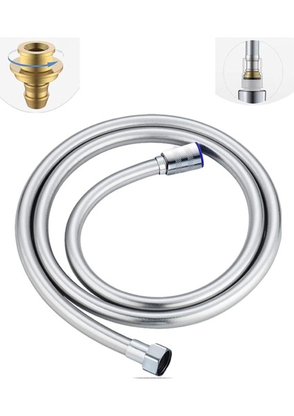 170CM Pvc Duş Hortumu - G1/2 Bağlantılı, Yüksek Basınç Dayanımlı, Esnek ve Dayanıklı, 2 Yıl, 3 Adet Kauçuk Conta ile