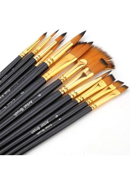 12 Parça Fırçası Seti, Çocuklar, Yetişkinler, Yeni Başlayanlar ve Profesyonel Için Akrilik, Yağlı, ve Guaj fiyatları