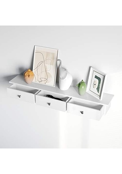 Duvar Rafı, 3 Çekmeceli Yüzer Raf, Koridorda Depolama Rafı, 80 x 15 x 10 Cm, Oturma Odası, Yatak Odası ve Mutfak, Parlak Kaplama, Beyaz LWS085W01 fiyatları
