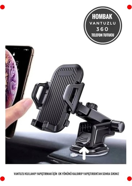 Uzayabilen Vantuzlu 360 Derece Döner Araç Telefon Tutucu fiyatları