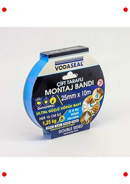 Güçlü Çift Taraflı Montaj Bandı, 25MM x 10M fırsatları