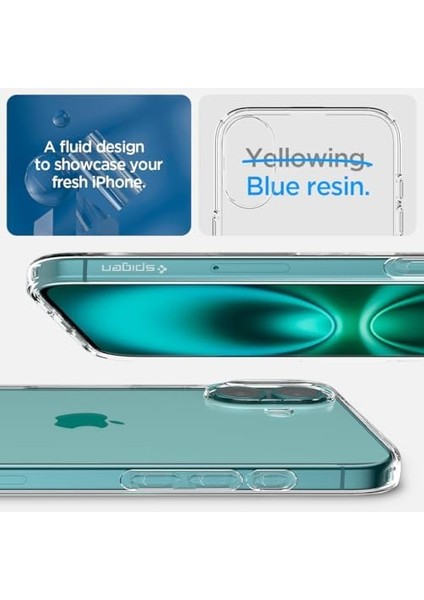 16 ile Uyumlu Ince Kılıf Crystal Sararma Karşıtı Duraclear Hava Kanalı Teknolojisi Askeri Sınıf Koruma Crystal Clear Şeffaf Kapak - ACS08190 modelleri