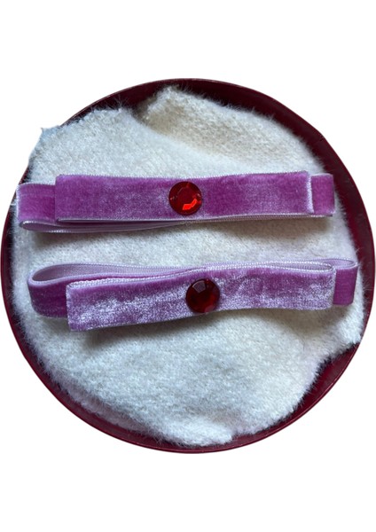 Kadife Kurdele Boncuk Detaylı Kıskaç Saç Tokası – 2’li Set